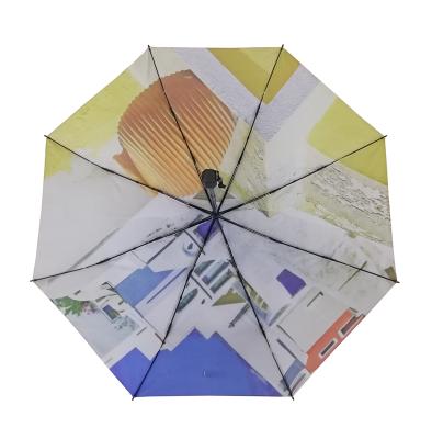 China Special Customized Manual 3 Fold Umbrella High Quality Waterproof Fabric With Custom Print for sale