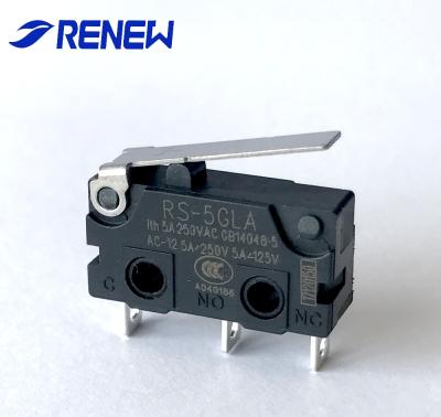 China Max capacity is 5A 250 VAC RS-5GLA micro hinge type small switch 5a 125vac for sale