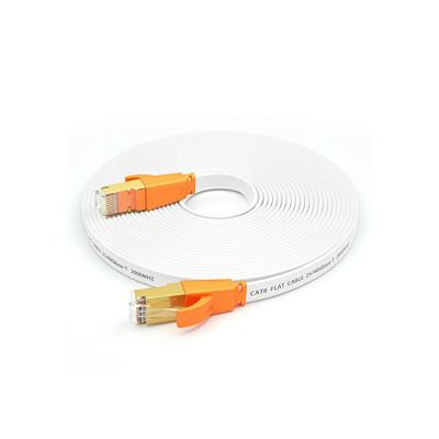 China Telecommunication routers modems games hub sstp cat8 network ethernet patch cord white shielded flat cable for sale