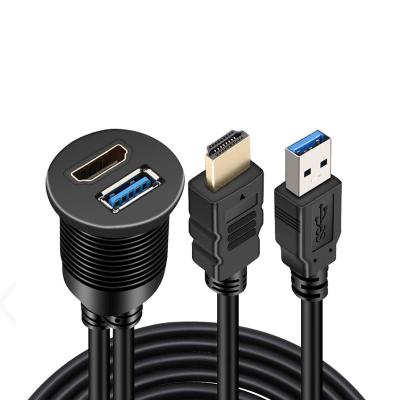 China Dual USB 3.0 Automobile Boat Motorcycle Dashboard Panel Data Extension Water Camera Double USB 3.0 Car Line Cable for sale