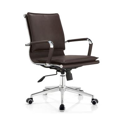 China Chair (Height) Adjustable Office Chair Raised Office Chair Brown Leather for sale