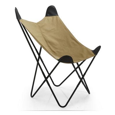 China Adjustable (Height) Leather Upholstery Modern Simple Butterfly Chair Portable Foldable Design Style Handmade Cover With Folding Frame For Family Outing for sale