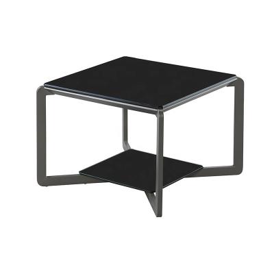 China Cooling Home Office Black Modern Square Glass Coffee Table for sale