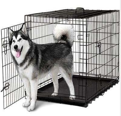 China Wire Free Metal Cage Pet Cat / Dog Double Door Kennel Crate Viable Divider for sale