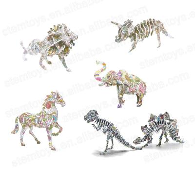 China Toy Amazon Other Cartoon Flower Garden Hot Sale DIY 3D Puzzle Idea DIY 3D Puzzle Animal Stem Coloring Painting Thinking Toy For Children for sale