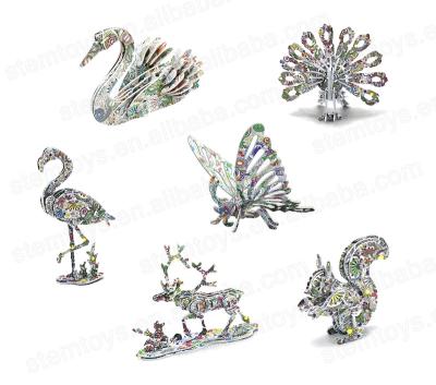 China Toy Amazon Hot Sale Flower Garden Idea DIY 3D Puzzle 6 Coloring Cartoon Animals Painting Further Stem Thinking Toy For Kids for sale