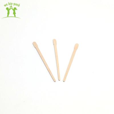 China Tea Coffee Stirrers 90mm*5*1 Sustainable Eco - Friendly Smooth Safe Wooden Sticks for sale