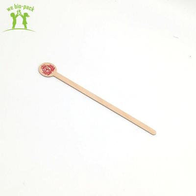 China 150*5*1mm Biodegradable Wooden Brich Drink Wine Tea Coffee Coffee Stirrers Natural Sticks with Big Round Head for sale