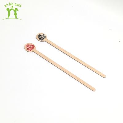 China 150*5*1mm Sustainable Safe High Quality Eco-friendly Wooden Coffee Tea Stirrers Natural Sticks With Big Round Head for sale