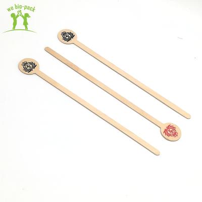 China 180*5*1mm Food Grade Tea Coffee Stirrers Sustainable Smooth Eco-friendly Biodegradable Wooden Sticks With Round Head for sale