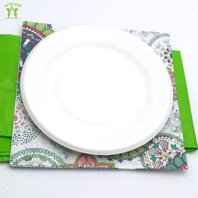 China ECO-FRIENDLY Biodegradable Disposable Sugar Cane Bagasse Round Plates for sale