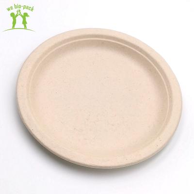 China Biodegradable Disposable Food Packaging Sugarcane Bagasse Round Dishes Eco - Friendly ECO - FRIENDLY for sale