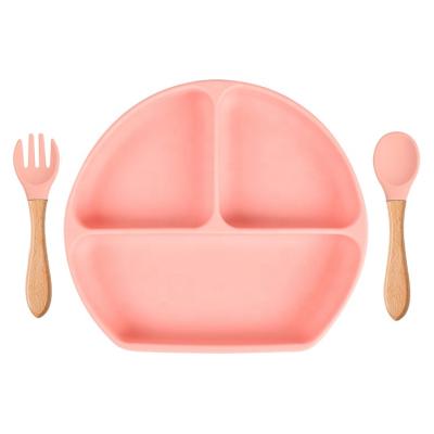 Chine Silicone Plate Wholesale Baby Feeding Dinner Set Kids Snack Silicone Dinnerware Bowl Set New divided suction silicone baby plate à vendre