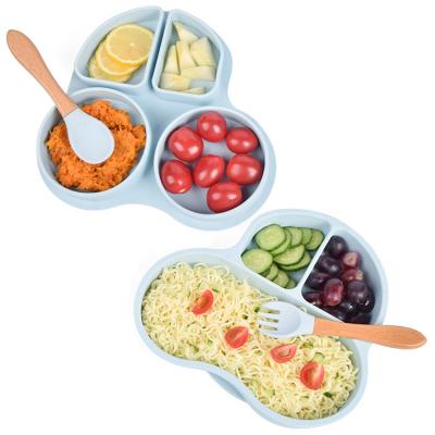 중국 Children'S Split Silicone Table Ware Cute Car Shape Baby Silicone Tableware With Cover 판매용