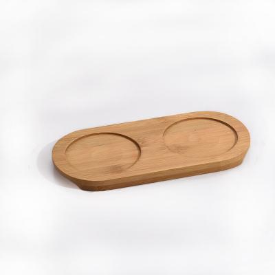 中国 Bamboo Wooden Kitchen Tool Equipment With 2 Inside Holes Tray For Seasoning Bottle Holder 販売のため