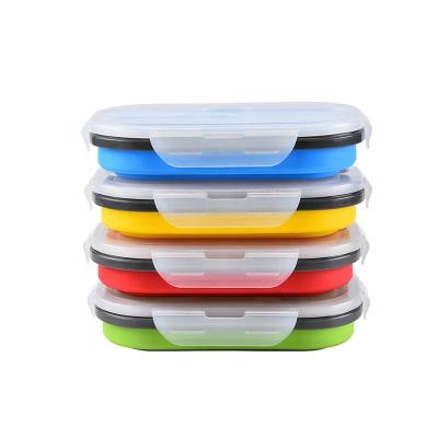 China Eco-friendly lunch box Silicone food container plastic collapsible bento box for kids Te koop