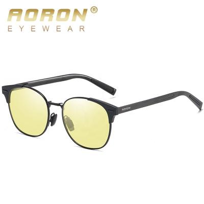 China Aoron Round High Quality Square Magnesium Frame TAC Polarized Sunglasses Night Vision Discoloration Aluminum Sun Lenses for sale