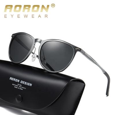 China New Fashionable Round Aluminum Alloy Frame Men's Aoron UV400 Magnesium Sun Glass Driving Polarized Sunglasses A592 for sale