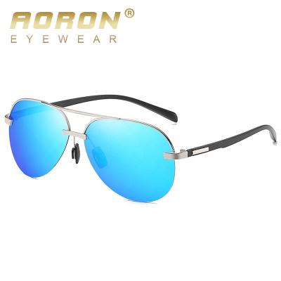 China Aoron Hot Selling Pilot Ultralight Portable Semi Rimless Half Frame Photochromic Polarized Pilot Sunglasses Men Sun Glasses A605 for sale