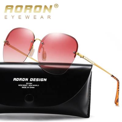 China Trendy Popular Stylish Diamond Girls Metal Women Sunglasses Sun Glasses A586 Fashion Gradient Lenses UV400 Shade Newest Fashion Sunglasses Aoron Wholesale for sale