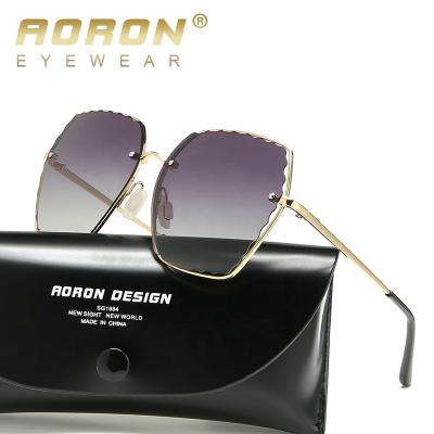 China Aoron UV400 Private Label Fashion Sun Glasses Luxury Trendy Female Girls Ladies Metal Polarized Sun Glasses A596 for sale