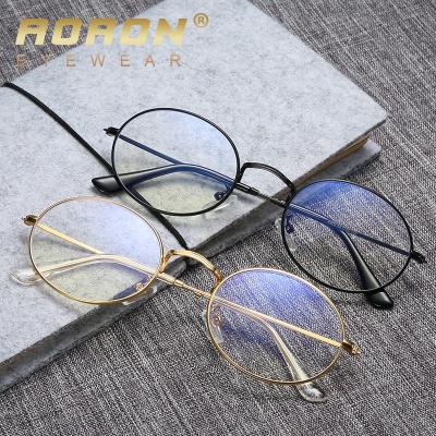 China Metal Aoron small around blue light blocking glasses A604PG wholesale hippie metal frame women glass for sale