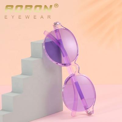 China New Arrival Custom Fashion Sunglasses Aoron Logo Round TR90 Recycled Ultralight Frame Fashion Kids Sun Shade Cute Kids Shade Sunglasses TR1003 for sale