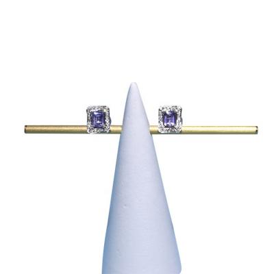 China Fashion HALO Earring Emerald Cut Tanzanite Diamond Helix Piercing Earrings Women Romantic Jewelry Earring for sale