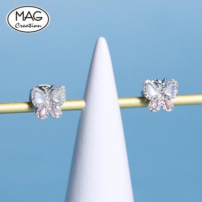 China FASHIONABLE Design Fascinating Unique Passion For Life Collection 18K White Gold Butterfly Shell Diamond Earrings for sale