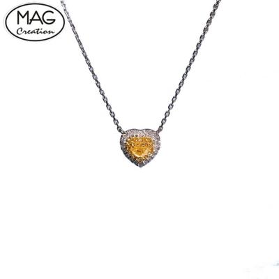 China Romantic Unique Wedding Heart Cut Diamond Pendant 18k White Gold Yellow Necklace For Lady for sale