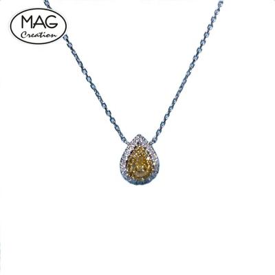 China Tasty Necklace 0.24ct Diamond Pendant With Pear Cut Yellow White Gold Romantic Women's 18k Jewelry for sale