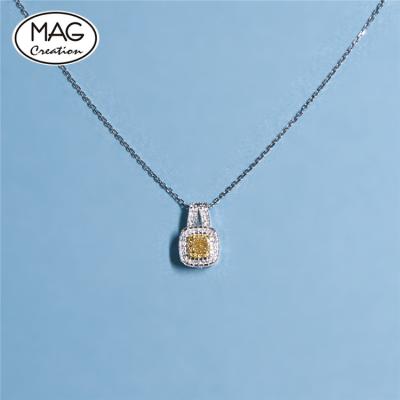 China Factory Wholesale Price 18K Natural Yellow Diamond Hang Bag Design Charm Necklace Romantic Gold for sale