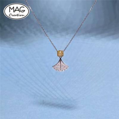 China Factory Wholesale Price 18K Natural Yellow Romantic Solid Gold Diamond Fairy Charm Necklace for sale