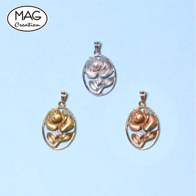 China Good Quality Wholesale Cute Design Fashion Cute Oval Frame 18K Rose Gold 0.05ct Diamond Pendant for sale