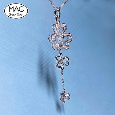 China Romantic Custom Designer Collection Custom Made 18K Gold Natural Diamond Clover Pendant for sale