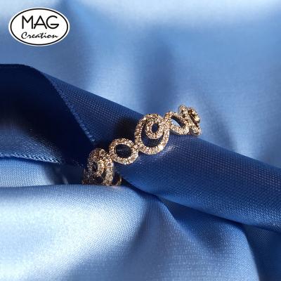 China Fashion Trendy China Special Custom Wholesale Knots Design 18K Rose Gold Diamond Ring for sale