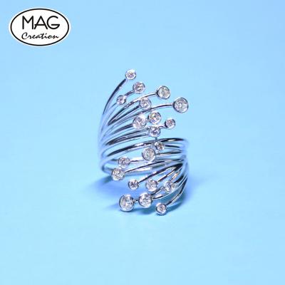 China Stunning Glamorous Custom Jewelry Firework Design 18K White Gold 0.80ct White Gold Diamond Ring for sale