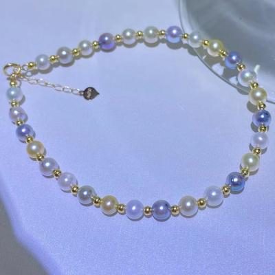 China Factory Direct Supply 4~5mm Akoya Candy Color Pearl 18K Gold Bracelet 2022 TRENDY for sale