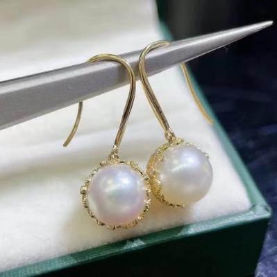 China New Arrival 2022 FASHIONABLE 8mm Akoya Pearl Gold Coating Earrings for sale