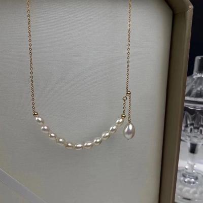 China 2022 factory direct freshwater pearl gold coating necklace FASHIONABLE for sale