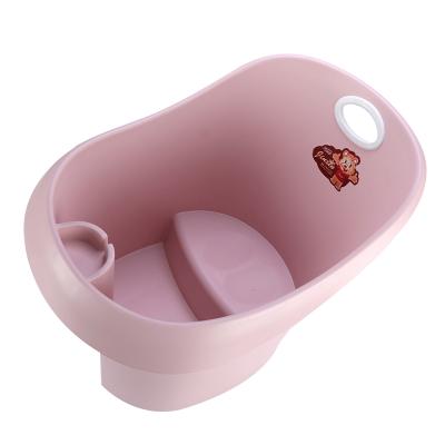 China Sustainable High Quality Safety And Durable Thickened Plastic Bathing Bucket Plastic Mini Bathtub Pink With Stool for sale