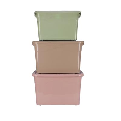 China Viable best-selling stackable plastic storage box with handle and clasp design colorful lid for sale