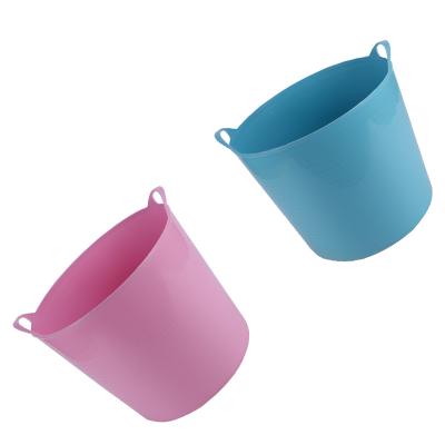 China Good quality sustainable clothes soft storage buckets with handle light weight and durable plastic laundry storage basket for sale