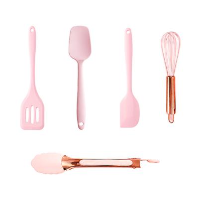 China Minimalist Silicone Kitchen Utensils Set Best Kitchen Tools, 5-piece Silicone Cookware Cookware Utensil Set for sale