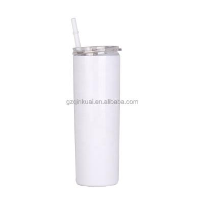 China Disposable Sublimation Blank 20oz Stainless Steel Coated Tumbler , Double Wall Vacuum Insulated Straight Cup for sale