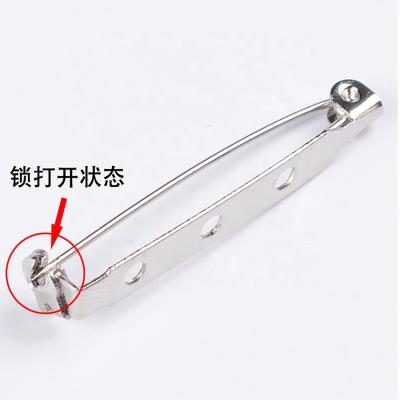 China Hot Selling 35mm Metal Security Brooch Pin Bar And Lock Security Back Pin For Badge Accessories for sale