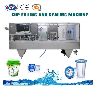 China Automatic 2/4/6 heads food cup filling and sealing machine for honey, milk tea, yogurt for sale