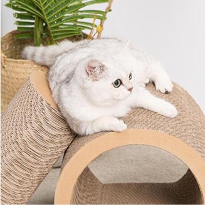 China High Quality Durable Viable Cat Toy Price Grind Claws Bone Ttype Cat Scratcher Cardboard Sell Good Wrinkled Viable Paper Yellow for sale