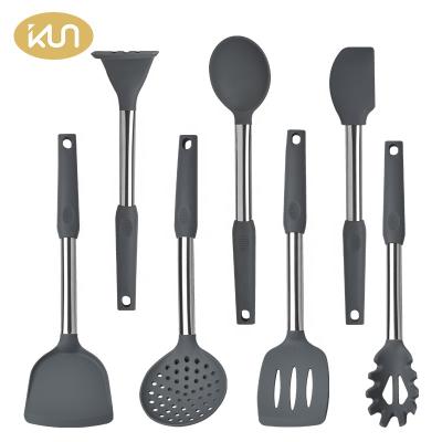 China Viable BPA Free Kitchen Accessories Stainless Steel Handle Cookware Silicone Kitchen Utensils for sale