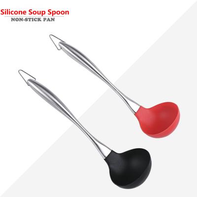 China Yikun High Quality OEM ODM Silicone Viable Pouch Soup Pouch With Cavity Stainless Steel Handle Silicone Spoons For Cooking for sale